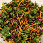 Kale, carrots, and cabbage in a bowl